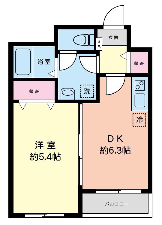 マイメゾン八幡(1DK/1階)の間取り写真