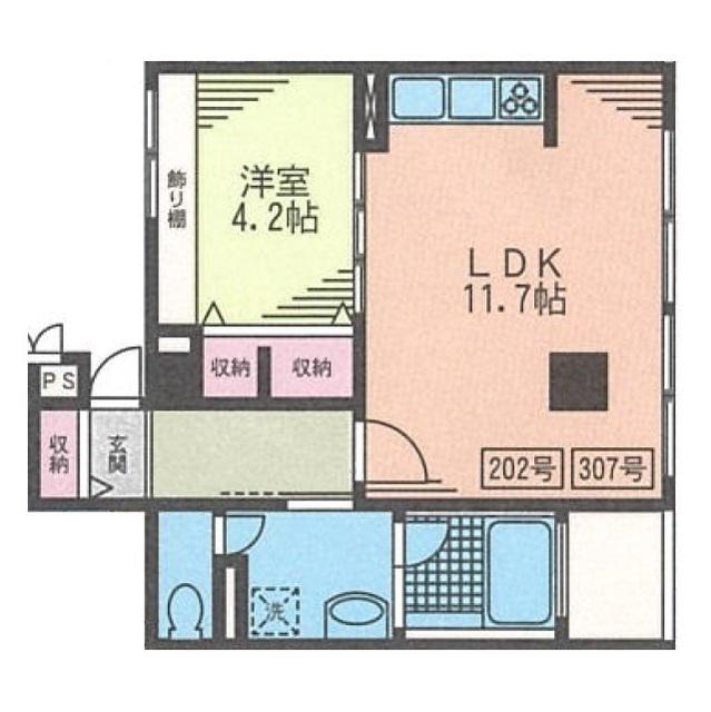 フローラガーデン(1LDK/2階)の間取り写真