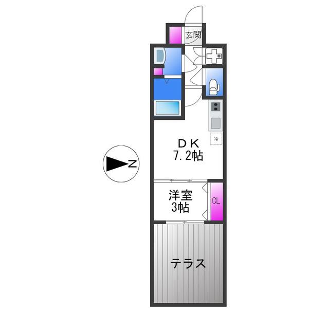 オリエンテム(1DK/1階)の間取り写真