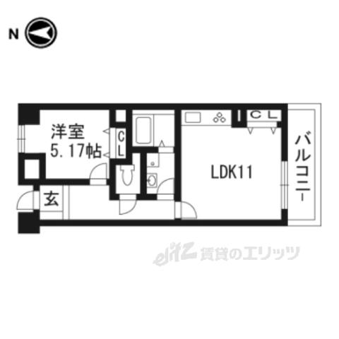 パインフィールド五条(1LDK/7階)の間取り写真