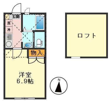 ル・ソレイユ KOIWA(1K/2階)の間取り写真