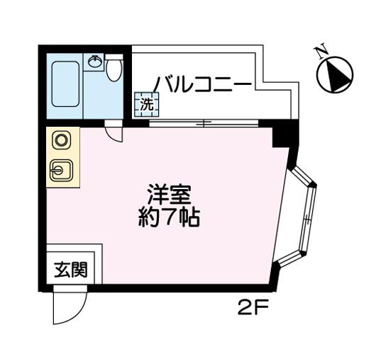 フォルトゥーナ青葉台(ワンルーム/2階)の間取り写真