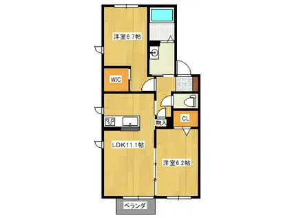 シャーメゾンKEN(2LDK/1階)の間取り写真