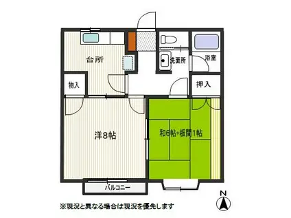 サニーハイツII(2K/2階)の間取り写真