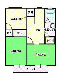 河内サンライフ日山(3DK/2階)の間取り写真