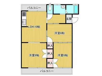 田中マンション(3LDK/3階)の間取り写真