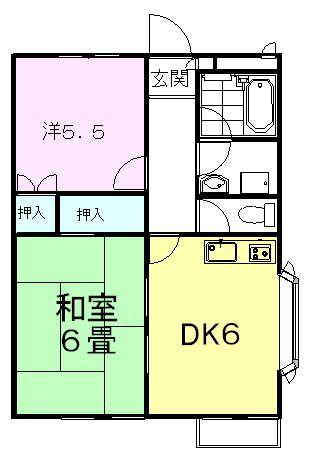 ＪＲ東海道本線 焼津駅 徒歩22分 2階建 築32年(2DK/2階)の間取り写真