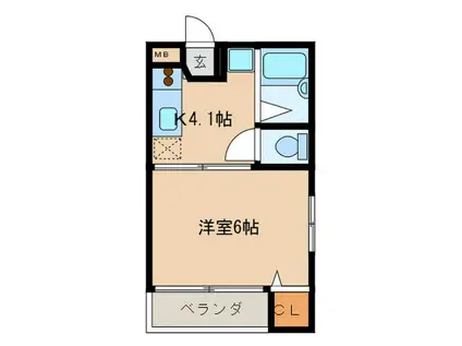 マーベラス鳥飼(1K/2階)の間取り写真