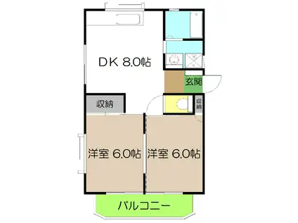 ハイネスKIYO(2DK/1階)の間取り写真