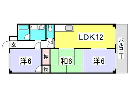 みのうコーポ(3LDK/4階)の間取り写真