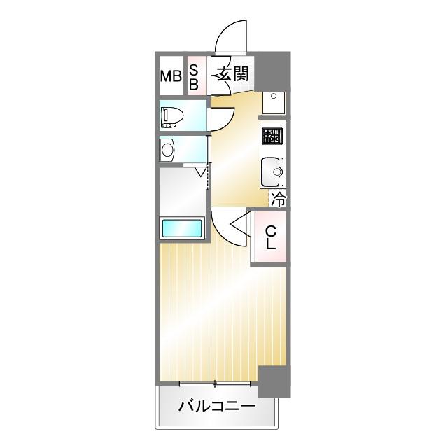エステムコート神戸湊町(1K/4階)の間取り写真