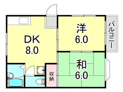 シャトル東須磨(2DK/2階)の間取り写真