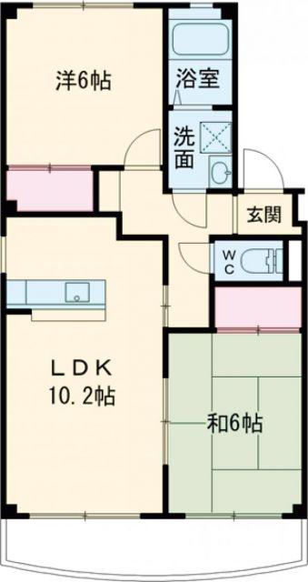 シルクヴェールフジA棟(2LDK/3階)の間取り写真