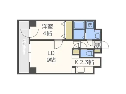 インボイス札幌レジデンス(1LDK/3階)の間取り写真