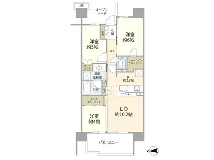プラウドシティ大田六郷フォレスト街区棟(3LDK/1階)の間取り写真