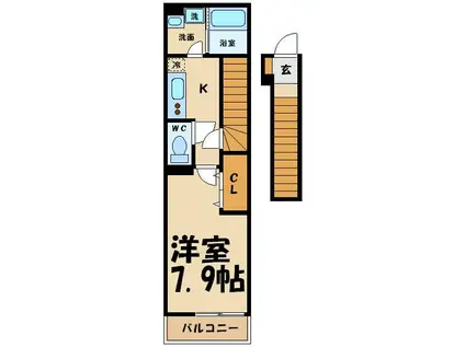 京王相模原線 京王多摩川駅 徒歩9分 2階建 築11年(1K/2階)の間取り写真
