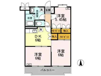 エクセレント大覚寺(3DK/1階)の間取り写真