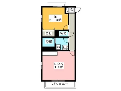 カームスガーデン・ジオ(1LDK/4階)の間取り写真