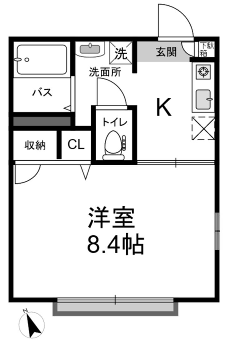 ソレイユ西船(1K/1階)の間取り写真