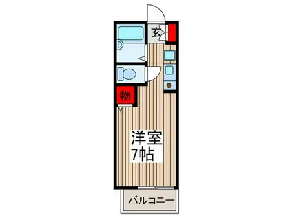 エーデルハイム2(ワンルーム/2階)の間取り写真
