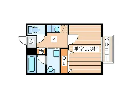 コージーコート北仙台II(1K/1階)の間取り写真