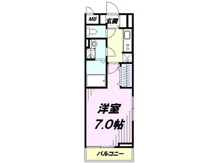 西武拝島線 武蔵砂川駅 徒歩35分 3階建 築8年(1K/3階)の間取り写真