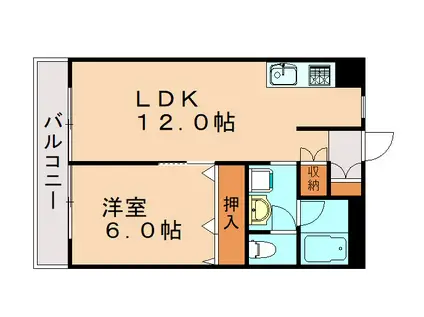 中島ビル(1LDK/4階)の間取り写真