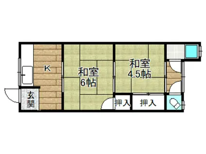 藤原荘(2K/1階)の間取り写真