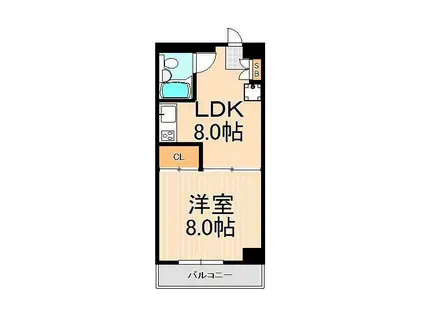 秀和マンション(1DK/3階)の間取り写真