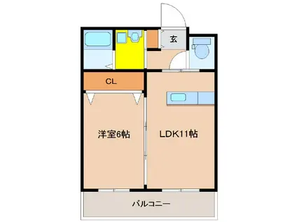 ソフィア船塚(1LDK/2階)の間取り写真