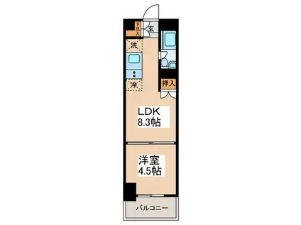 カーサ蔵前(1LDK/9階)の間取り写真