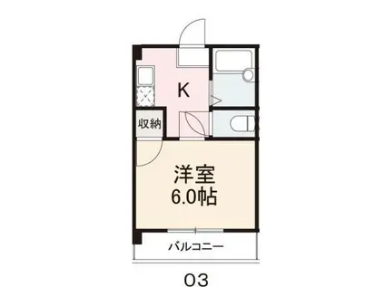 コート西ハゼI(1K/4階)の間取り写真