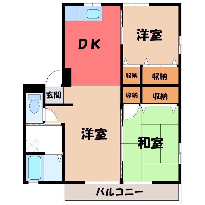 ラ・ベルドールB(3DK/1階)の間取り写真