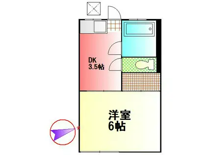 青木アパート(1DK/2階)の間取り写真