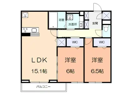 ハレオリナ(2LDK/3階)の間取り写真