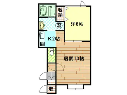 来夢ハイツ川端II(1LDK/1階)の間取り写真