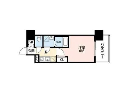 エスリード本町靭公園レジデンス(1K/5階)の間取り写真