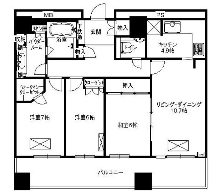 ザ・梅田タワー(3LDK/33階)の間取り写真