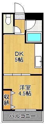 ピュアシティ小倉(1DK/6階)の間取り写真