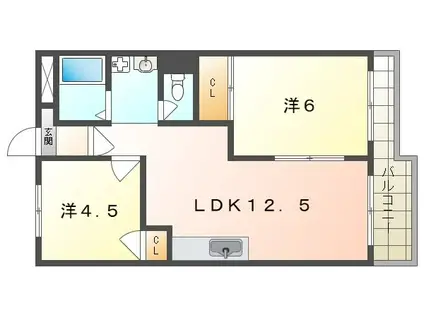 第2林マンション(2LDK/2階)の間取り写真