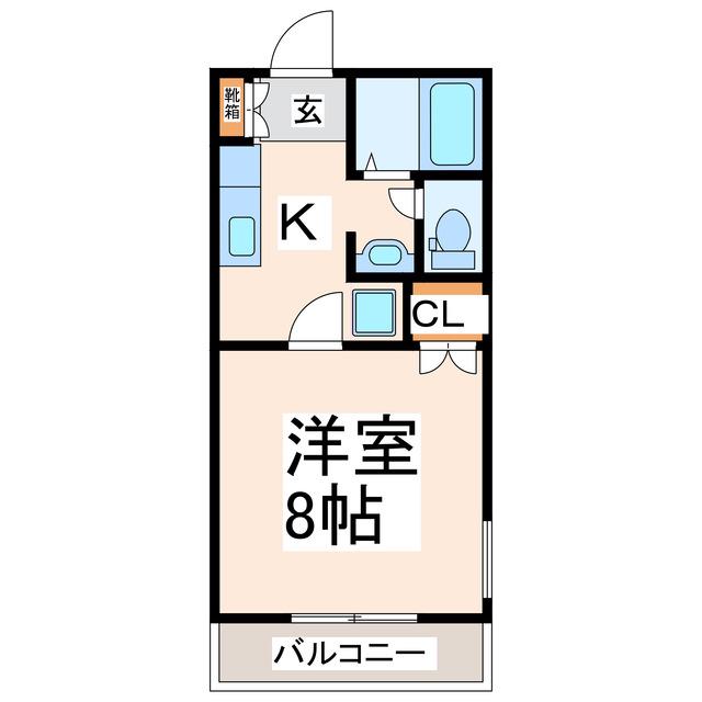 トータス1番館(1K/2階)の間取り写真
