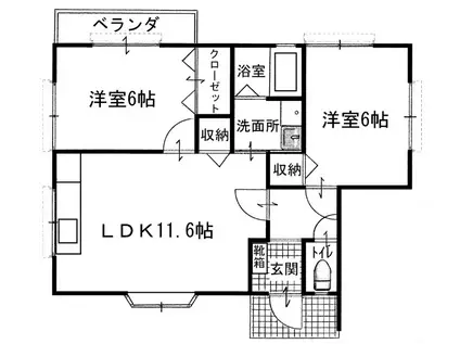パストラル室本2号地(2LDK/1階)の間取り写真