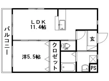シュッド・エコール(1LDK/4階)の間取り写真
