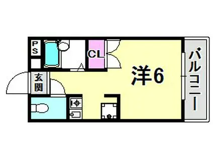 ダイドーメゾン西宮北口XIII(ワンルーム/2階)の間取り写真