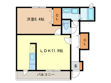 クレール (1LDK/1階)の間取り写真