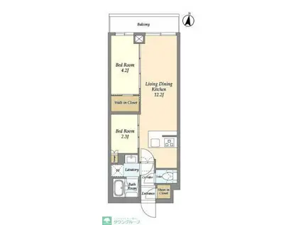 アジールコート練馬中村橋(2LDK/3階)の間取り写真