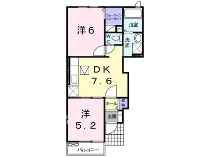 BELLE SOLEILII(2DK/1階)の間取り写真