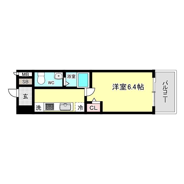 エスリード野田阪神駅前(1K/1階)の間取り写真