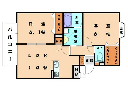 ハイルーラルI(2LDK/1階)の間取り写真