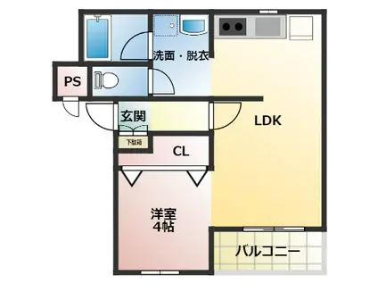 フローレンス敷(1LDK/1階)の間取り写真